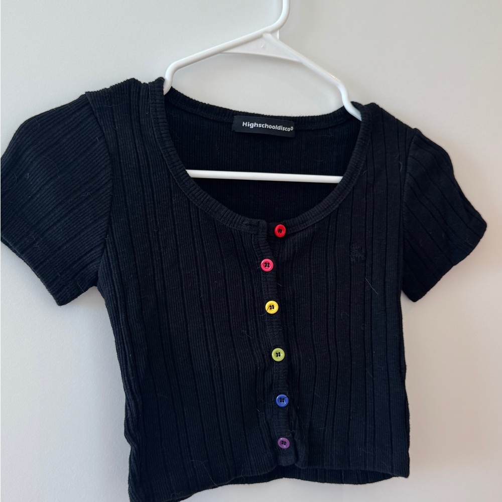 Black Button-Up Top